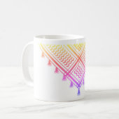 Rainbow Palestinian Keffiyeh コーヒーマグカップ (正面左)
