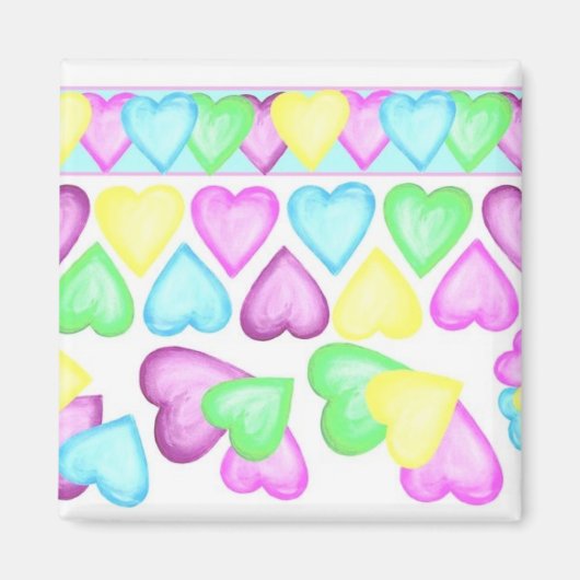 rainbow_pastelハート マグネット (正面)