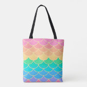 Rainbow Pastel Mermaid Scales Seamless Pattern トートバッグ (裏面)