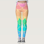 Rainbow Pastel Mermaid Scales Seamless Pattern レギンス (正面)