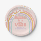 Rainbow Pastel Nine is a Vibe 9歳の誕生日 ペーパープレート (正面)