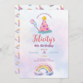 Rainbow Pastel Unicorn Any Age Birthday  招待状 (正面/裏面)