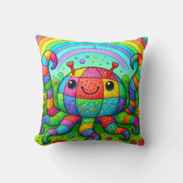 Rainbow Patchwork Whimsical Colorful Octopus クッション