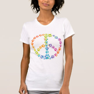 Rainbow Paw Print Peace Sign T-Shirt Tシャツ