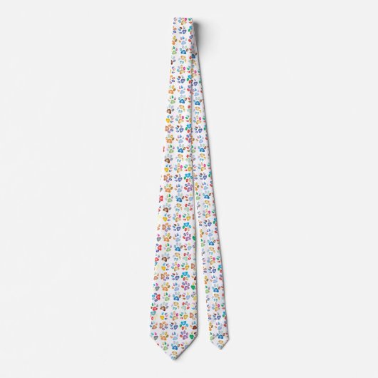 Rainbow Paw Prints Tie ネクタイ (正面)