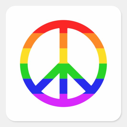 Rainbow Peace Sign スクエアシール (正面)