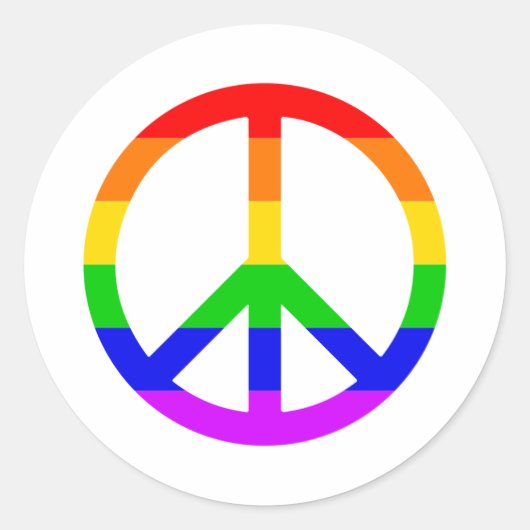 Rainbow Peace Sign ラウンドシール (正面)