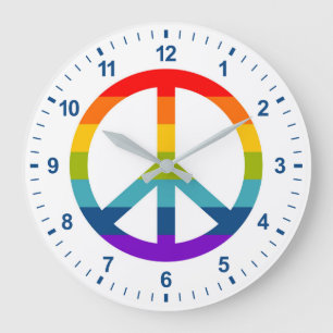 Rainbow Peace Sign ラージ壁時計