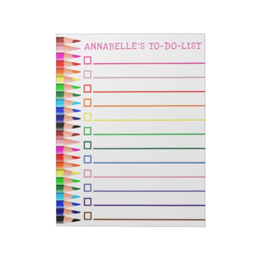 Rainbow PencilsとBoxes To Do List Personalize ノートパッド (回転)