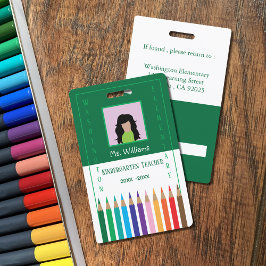 Rainbow Pencils Kindergarten Teacher ID Badge バッジ