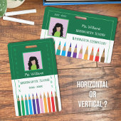 Rainbow Pencils Kindergarten Teacher ID Badge バッジ