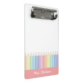 Rainbow Pencils Personalized Teacher ミニクリップボード (アングル)