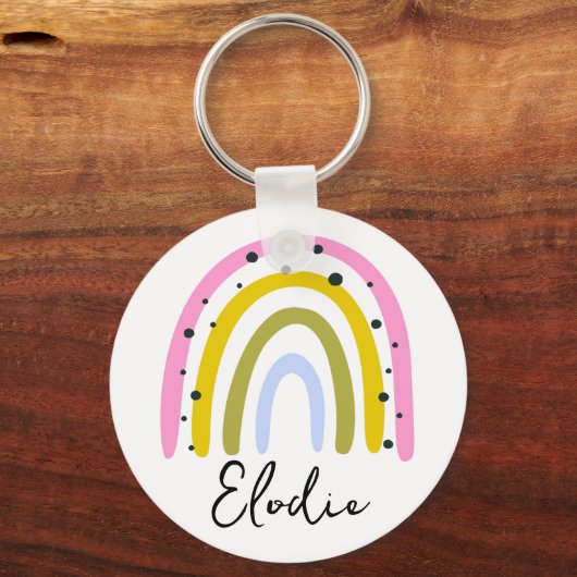 Rainbow Personalized Name Keychain Custom Gift キーホルダー (正面)