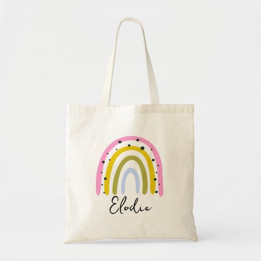 Rainbow Personalized Name Tote Bag Custom Gift トートバッグ (正面)