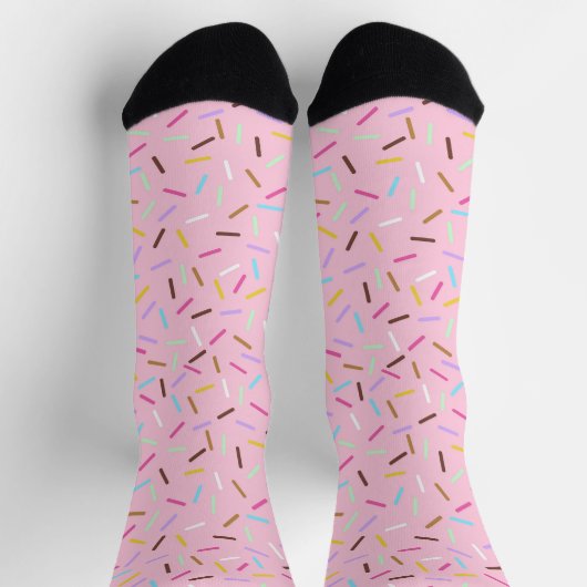 Rainbow Pink Donut Sprinkles Gift Socks ソックス (上部)