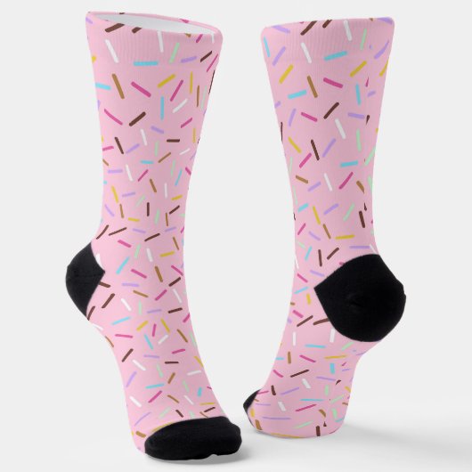 Rainbow Pink Donut Sprinkles Gift Socks ソックス (傾斜あり)