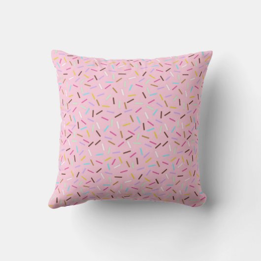 Rainbow Pink Donut Sprinkles Print Throw Pillow クッション (裏面)