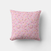 Rainbow Pink Donut Sprinkles Print Throw Pillow クッション (正面)
