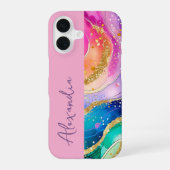  Rainbow Pink Personal Name iPhone 16ケース (裏面)