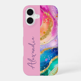 Rainbow Pink Personal Name iPhone 16ケース