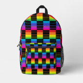 Rainbow Plaid Backpack With Black Detail プリントバックパック (正面)