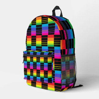 Rainbow Plaid Backpack With Black Detail プリントバックパック