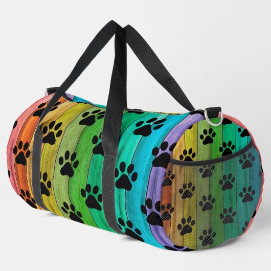 Rainbow Plank Paw Print Pet Weekender ダッフルバッグ (右コーナー)