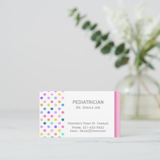 Rainbow Polka Dots Colorful Business Card 名刺 (スタンド正面)
