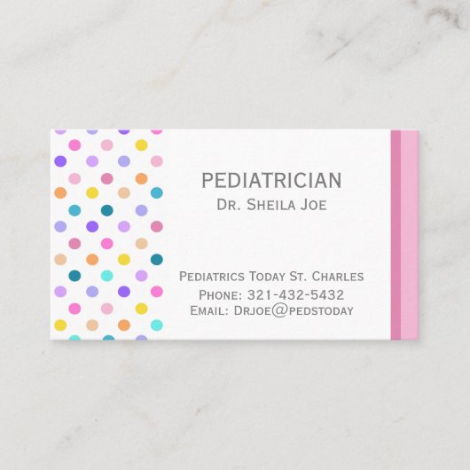 Rainbow Polka Dots Colorful Business Card 名刺 (正面)