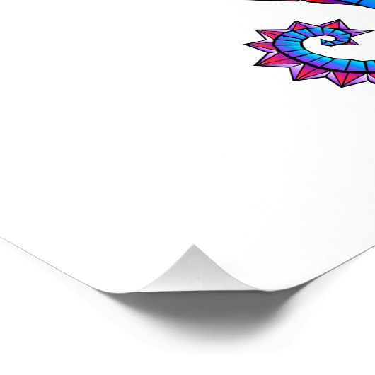 Rainbow Polygonal Seahorse フォトプリント (角)