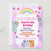 Rainbow Pony Birthday Party Invitation 招待状 (正面)