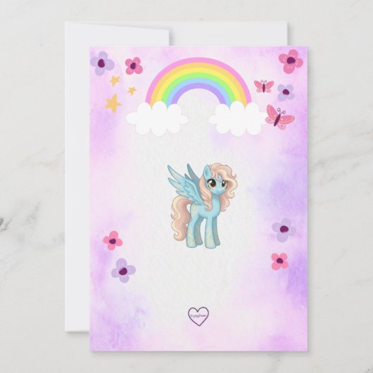 Rainbow Pony Birthday Party Invitation 招待状 (裏面)