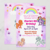 Rainbow Pony Birthday Party Invitation 招待状 (正面/裏面)