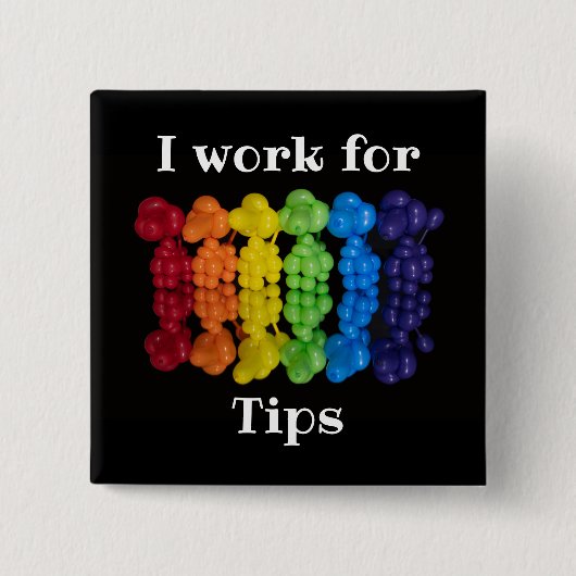 Rainbow Poodle Dog Tips Button 缶バッジ (正面)