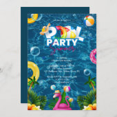 Rainbow Pool Party Birthday Invitation  招待状 (正面/裏面)