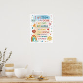 Rainbow Positive Affirmations Poster for Kids ポスター (キッチン)