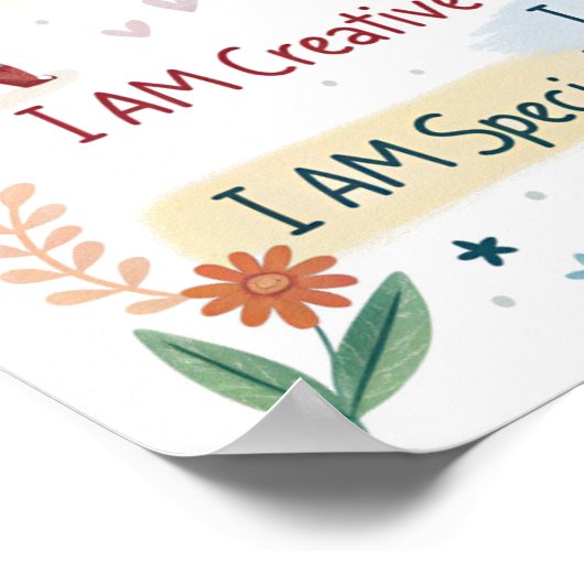 Rainbow Positive Affirmations Poster for Kids ポスター (角)