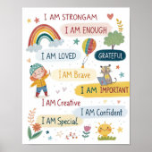 Rainbow Positive Affirmations Poster for Kids ポスター (正面)