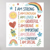 Rainbow Positive Affirmations Poster for Kids ポスター (正面)