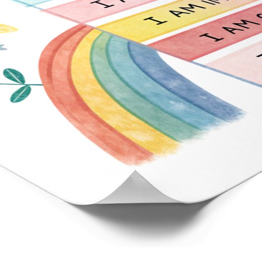 Rainbow Positive Affirmations Poster for Kids ポスター (角)