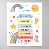 Rainbow Positive Affirmations Poster for Kids ポスター (正面)