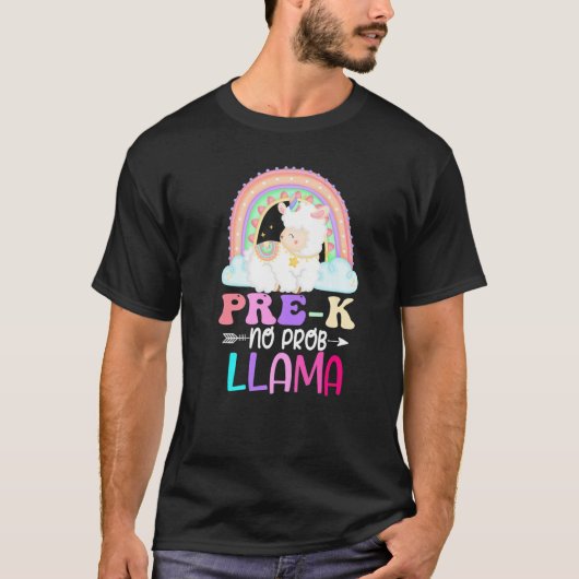 Rainbow Pre-K No Prob Llama 100th Day of School Pr Tシャツ (正面)