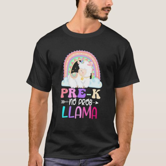 Rainbow Pre K No Prob Llama 100th Day Of School Tシャツ (正面)