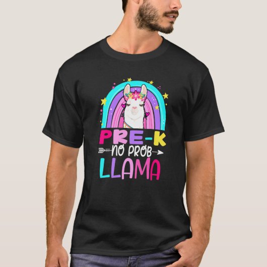 Rainbow Pre-Kindergarten No Prob Llama 100th Day o Tシャツ (正面)