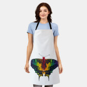 Rainbow Pride Flag Swallowtail Butterfly エプロン (着用した状態)