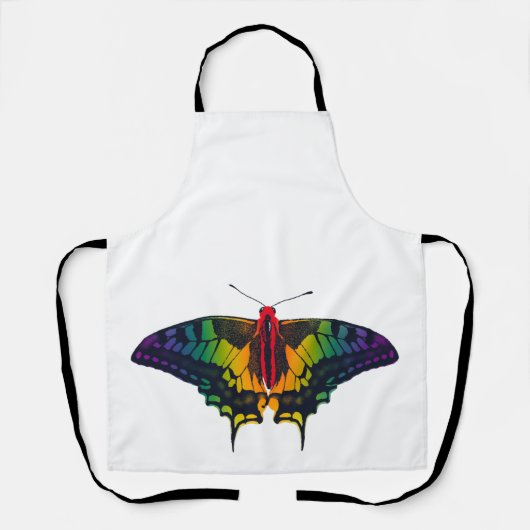 Rainbow Pride Flag Swallowtail Butterfly エプロン (正面)