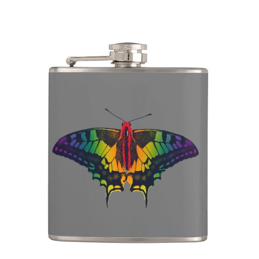 Rainbow Pride Flag Swallowtail Butterfly フラスク (正面)