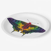 Rainbow Pride Flag Swallowtail Butterfly ペーパープレート (アングル)