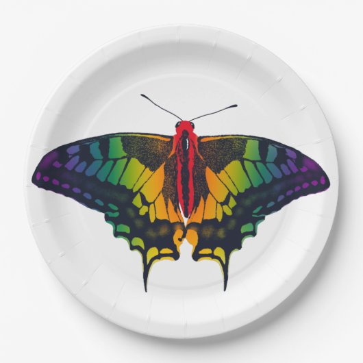 Rainbow Pride Flag Swallowtail Butterfly ペーパープレート (正面)