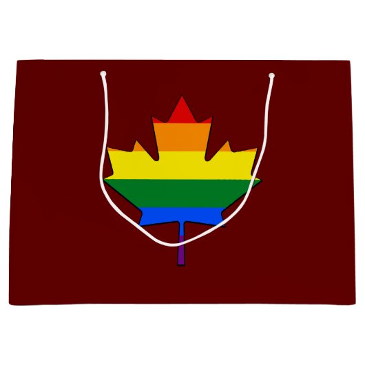 Rainbow pride maple leaf  ラージペーパーバッグ (正面)